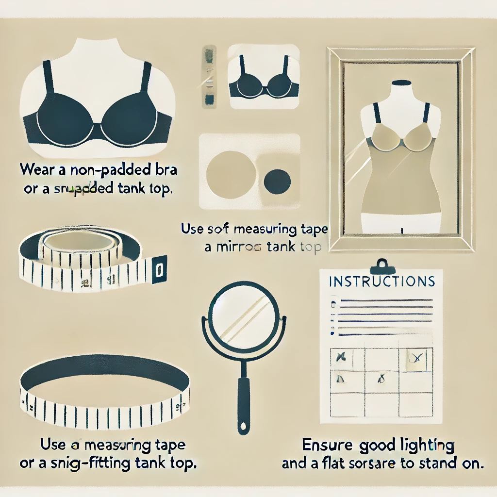 Preparation to measure the bra size